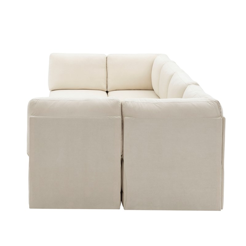Partner Furniture Polyester Blend Fabric Modular Sectional Sofa in Almond/Beige