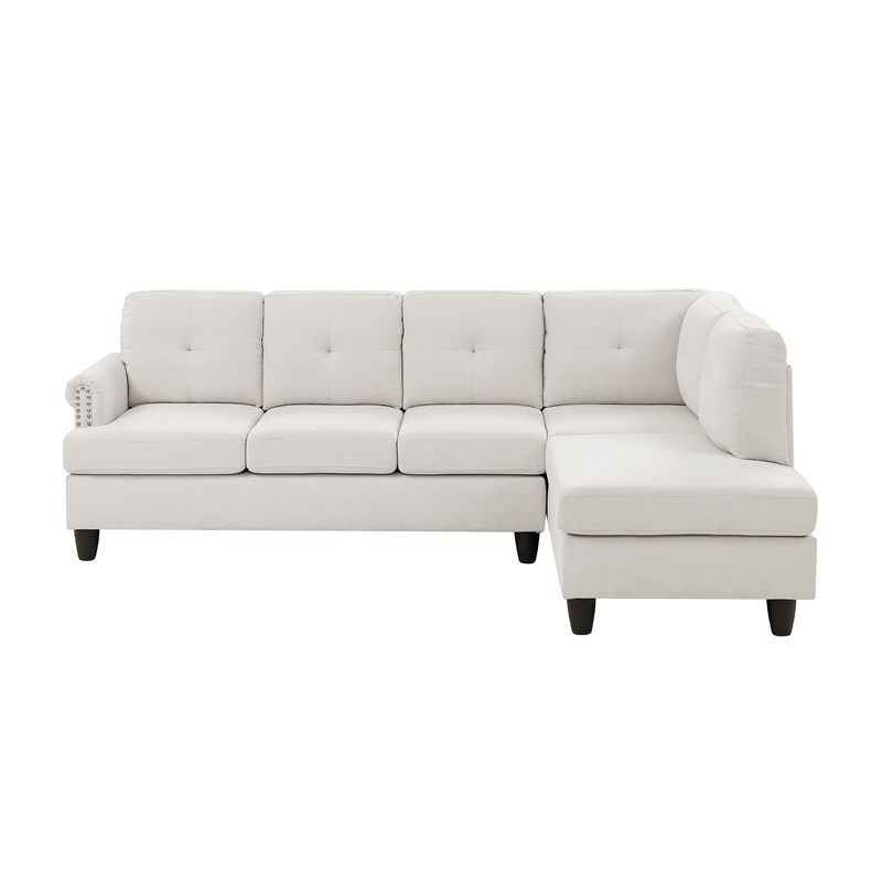 Partner Furniture Polyester Fabric 95.25 Wide Sectional in Ivory