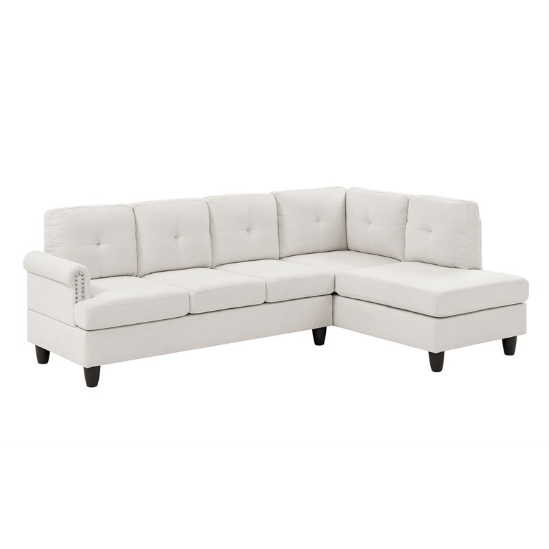 Partner Furniture Polyester Fabric 95.25 Wide Sectional in Ivory