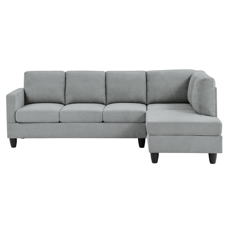 Partner Furniture Polyester Fabric 95.25 Wide Sofa & Chaise in Light Gray