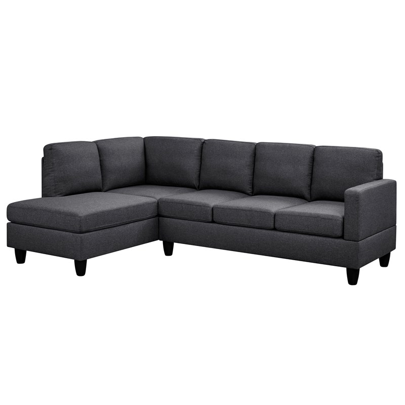 Partner Furniture Fine Linen Fabric 95.25 Wide Sofa & Chaise in Steel Gray