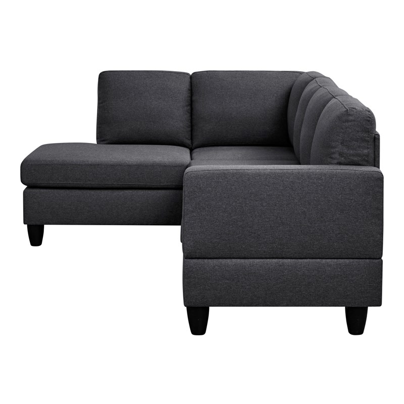 Partner Furniture Fine Linen Fabric 95.25 Wide Sofa & Chaise in Steel Gray