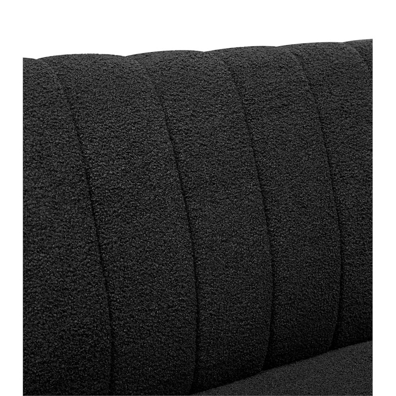 Partner Furniture Teddy Fleece Fabric 49'' Rattan Arm Loveseat in Black Color
