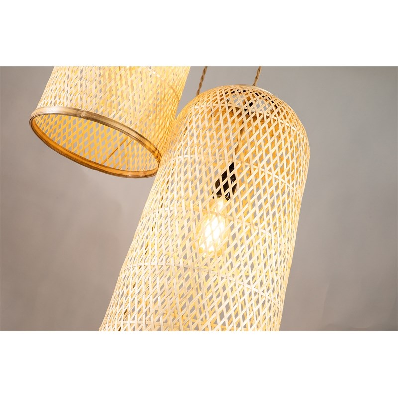 ELE Light & Decor 3-light Bamboo and Rattan Pendant Light in Tan