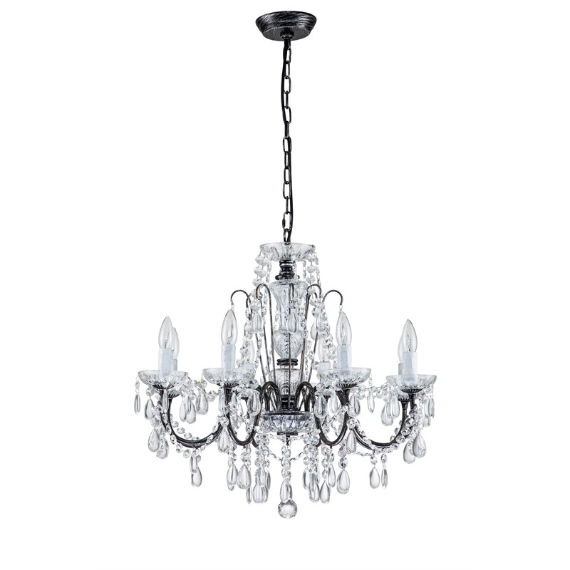 Aileen 8-Light Candle Style Classic Crystal Chandelier Antique Black Finish