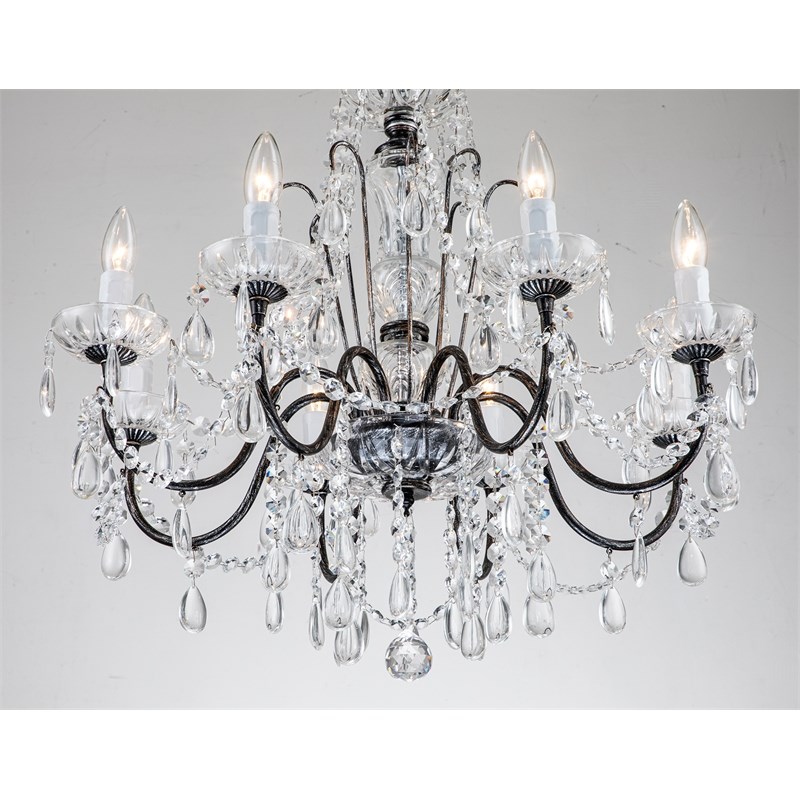 Aileen 8-Light Candle Style Classic Crystal Chandelier Antique Black Finish