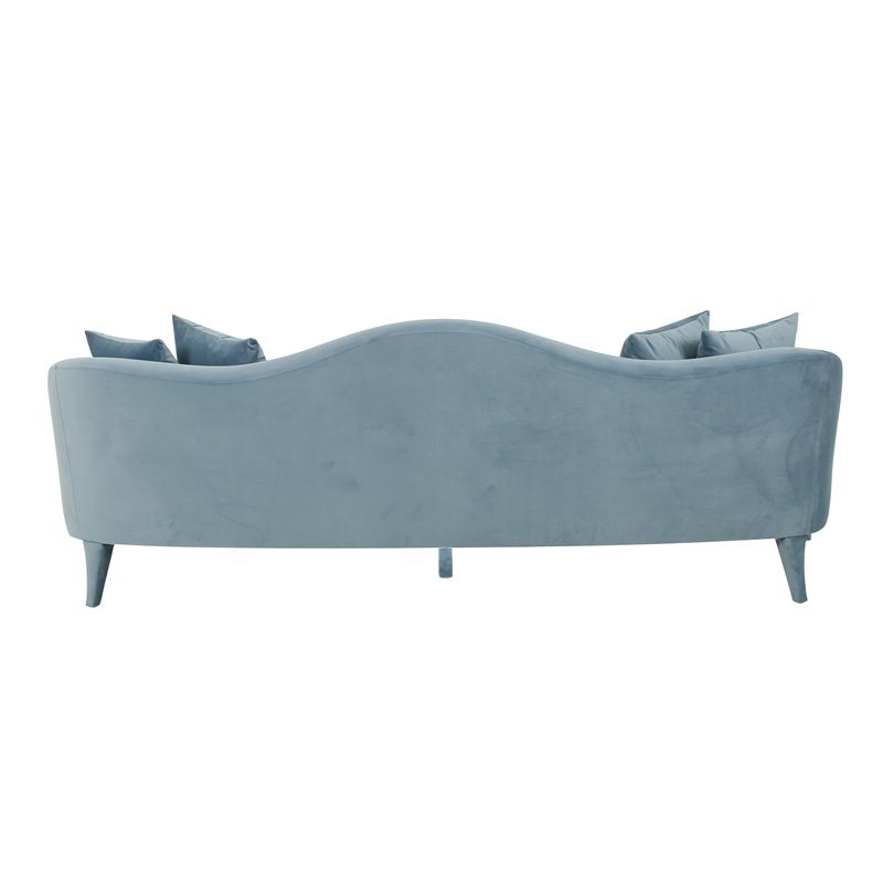 TOV Furniture Naya 34.3"H Transitional Velvet and Pine Wood Sofa in Sea