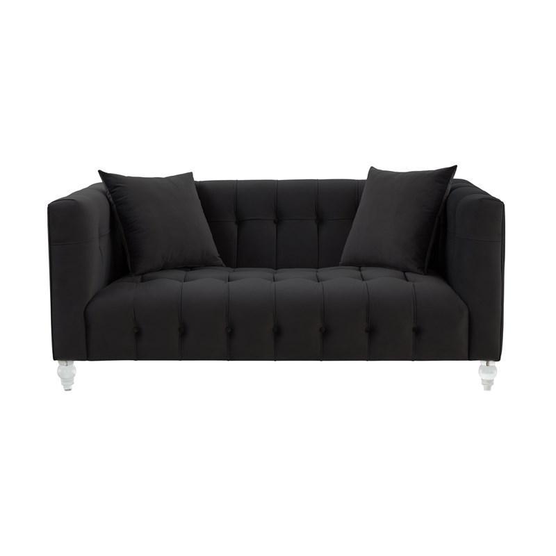 TOV Furniture Bea Black Upholstered Velvet Loveseat
