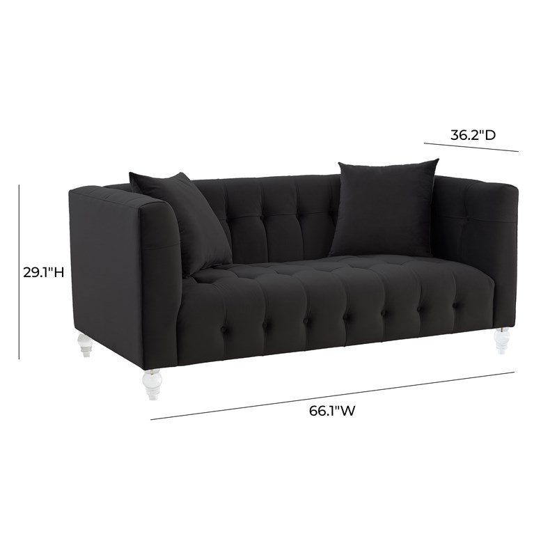 TOV Furniture Bea Black Upholstered Velvet Loveseat