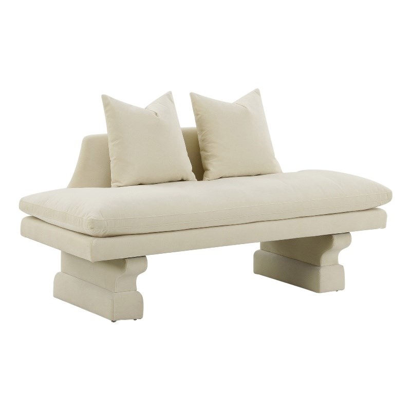 TOV Furniture Hyde Champagne Velvet Pedestal Sofa