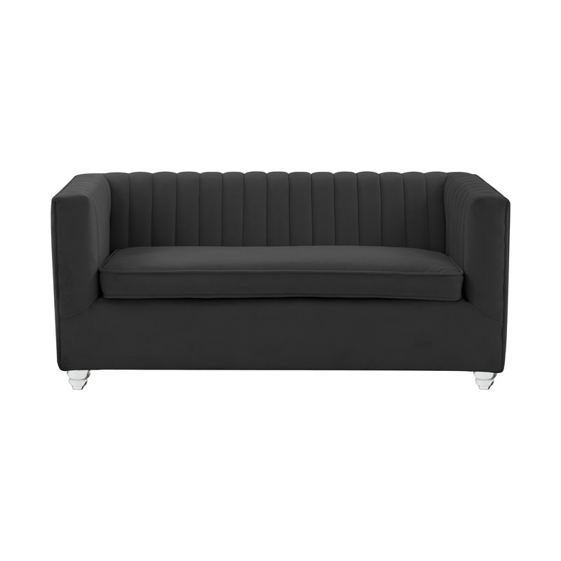 TOV Furniture Aviator Black Velvet Upholstered Pet Bed