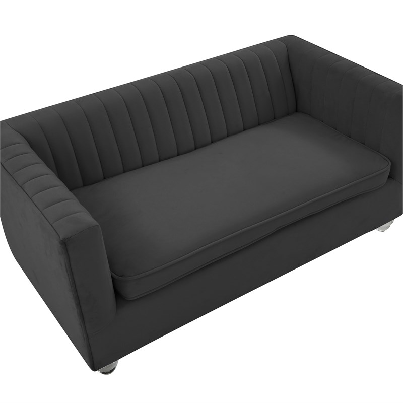 TOV Furniture Aviator Black Velvet Upholstered Pet Bed