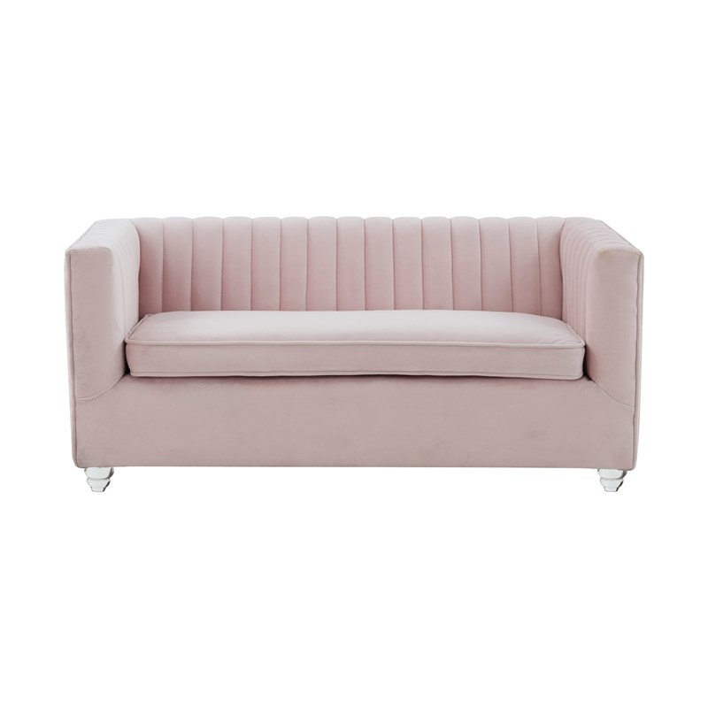 TOV Furniture Aviator Blush Velvet Upholstered Pet Bed