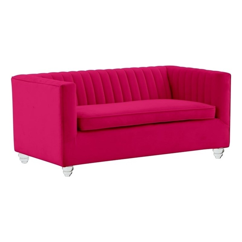 TOV Furniture Aviator Hot Pink Velvet Upholstered Pet Bed