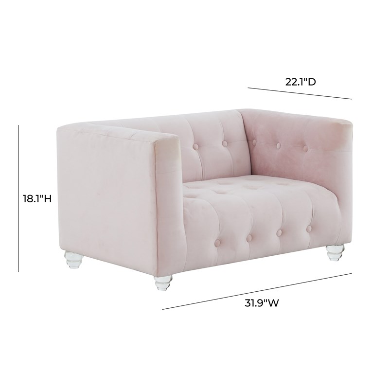 TOV Furniture Bea Blush Pink Velvet Upholstered Pet Bed