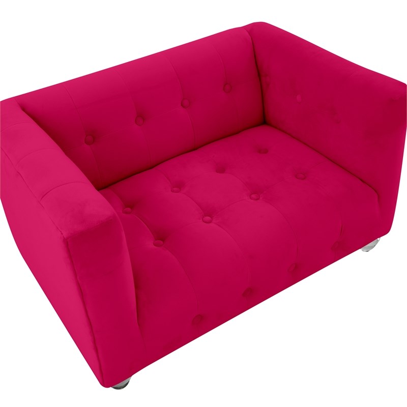 TOV Furniture Bea Hot Pink Velvet Upholstered Pet Bed