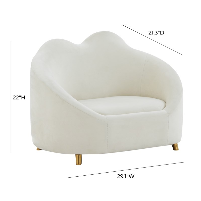 TOV Furniture Cloud Cream Velvet Upholstered Pet Bed