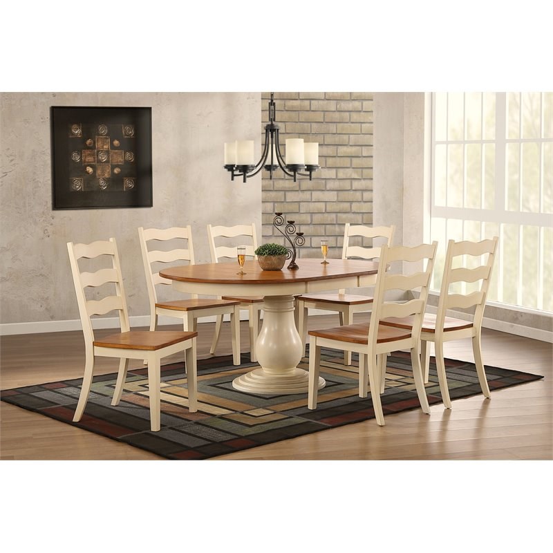 Iconic Furniture Company 7-Pc Ladder Wood Bella Dining Set in Caramel/Biscotti