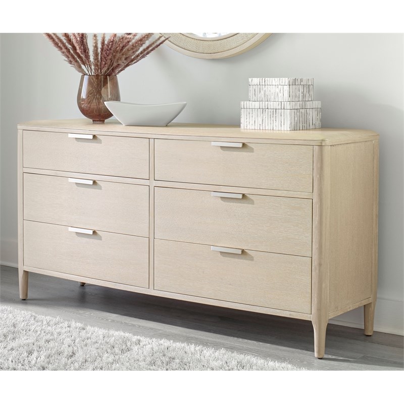Palmetto Home Pearl Soft Beige Wood Finish 6-Drawer Dresser