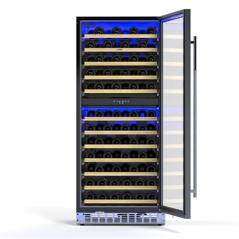 23 in. Dual Zone Full Glass Door Wine Cooler Refrigerator 9.7 cu ft