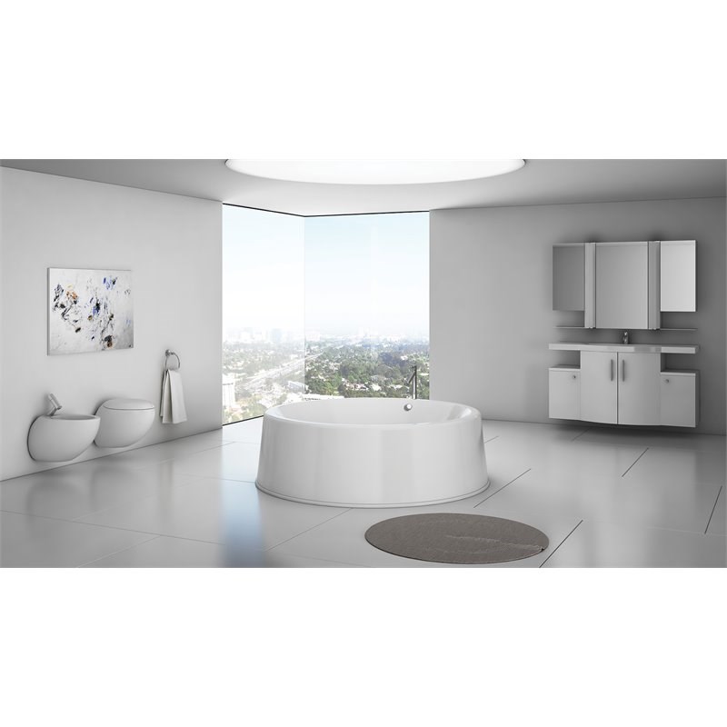 Malibu Home Addis Whirlpool/Massaging Air Jet Bathtub 60"x 60"x 21" in