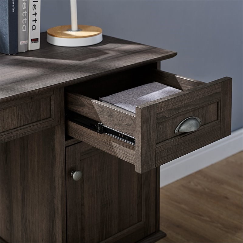 Eden Home Wood Writing/Computer Desk with Hutch in Smoke Oak