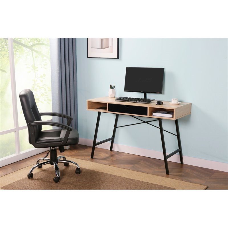 Eden Home Wood Home Office Writing/Computer Desk with Drawers in Black/Gray