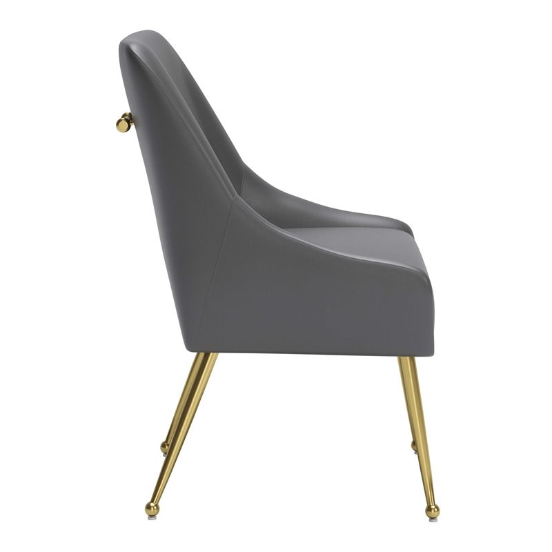 Eden Home Modern Dining Chair in Gray and Gold