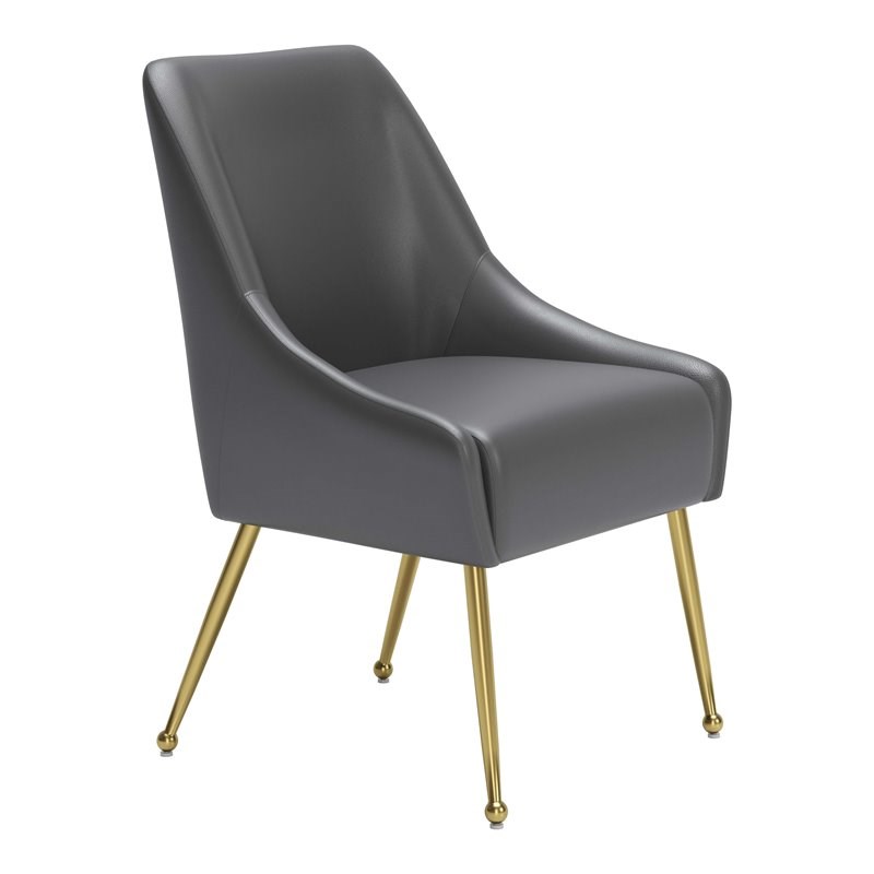 Eden Home Modern Dining Chair in Gray and Gold