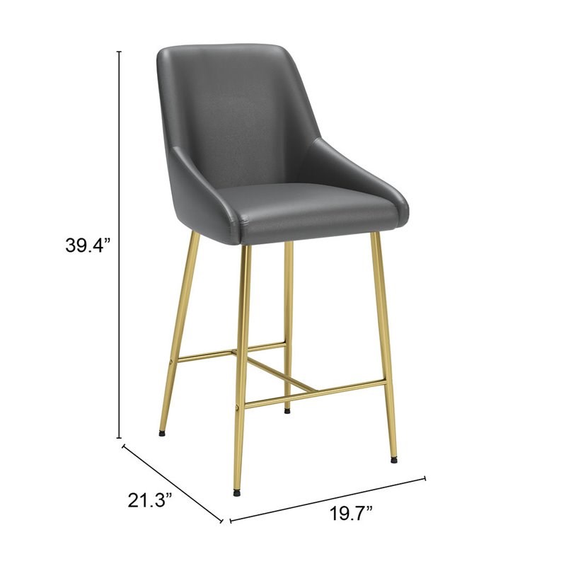 Eden Home Modern Counter Chair in Gray and Gold