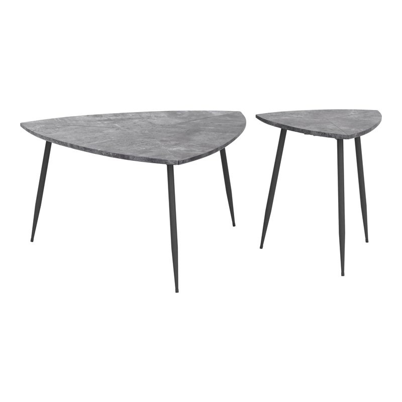 Eden Home Modern Steel and MDF Wood Table Set in Gray Finish