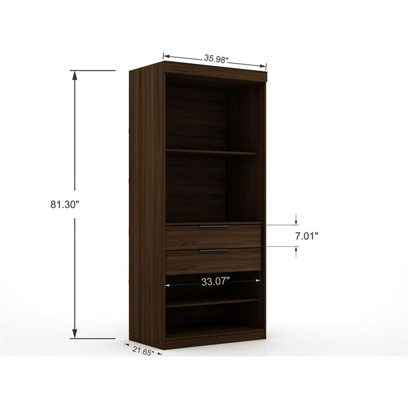 Eden Home Modern 2 PC  Engineered Wood Wardrobe Closet Set in Brown