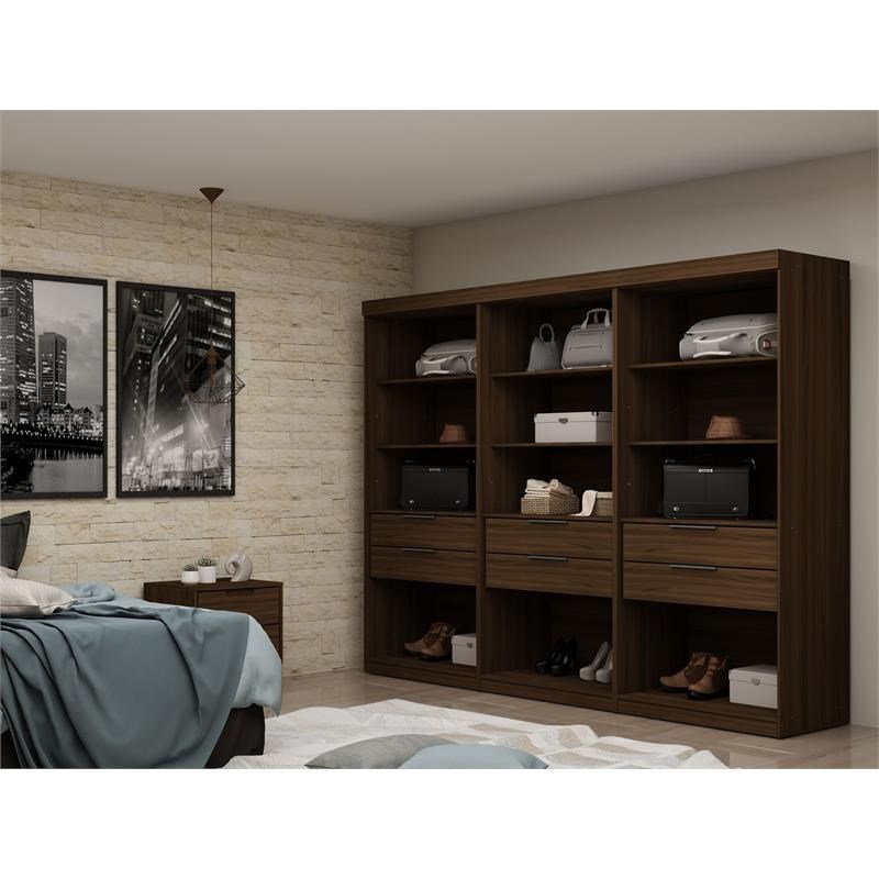 Eden Home Wood 3 PC Contemporary Open Sectional Closet Set in Brown