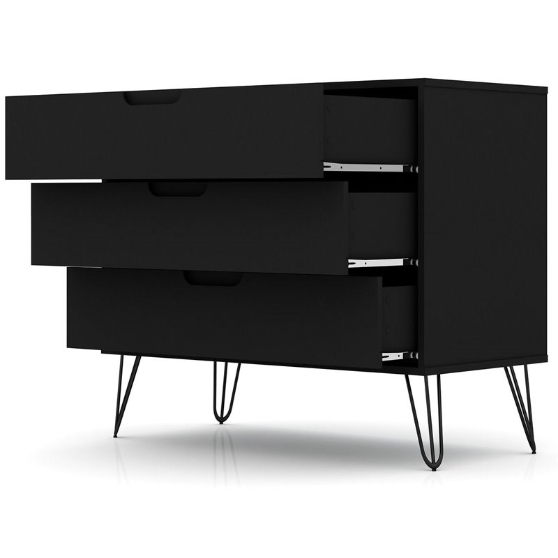 Eden Home Mid-Century Modern Wood 4 PC Open Closet Wardrobe Set in Black