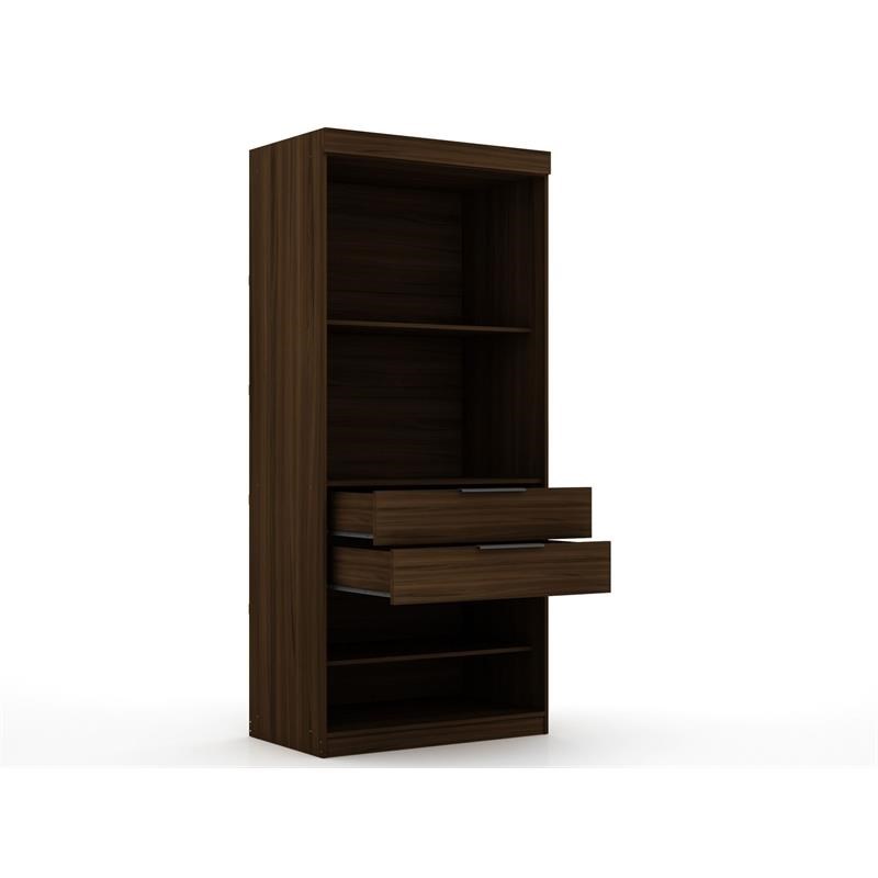 Eden Home Mid-Century Modern Wood 3 PC Sectional Corner Closet Set in Brown