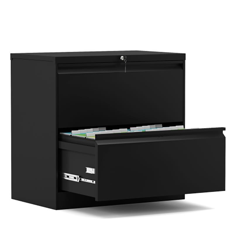 GangMei 2-Drawer Steel Metal Lateral Filing Cabinet with Lock in Black