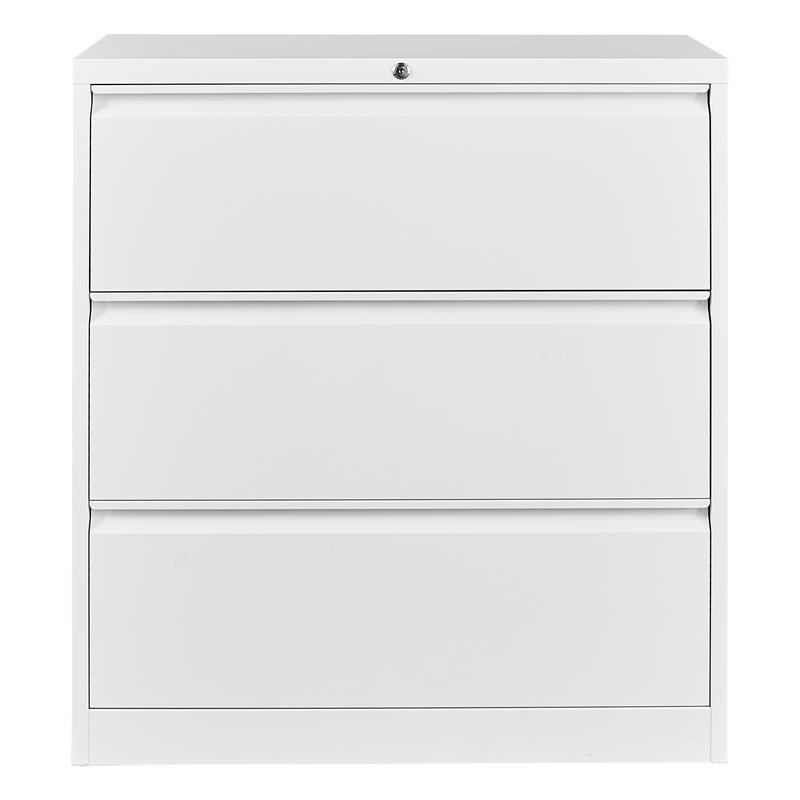 GangMei 3-Drawer Steel Metal Lateral Locking Filing Cabinet with Lock in White