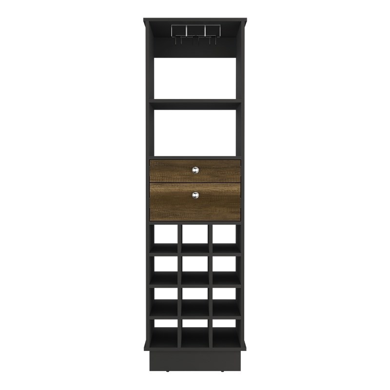 FM FURNITURE Hype Bar Cabinet Black Wengue-Walnut Engineered Wood