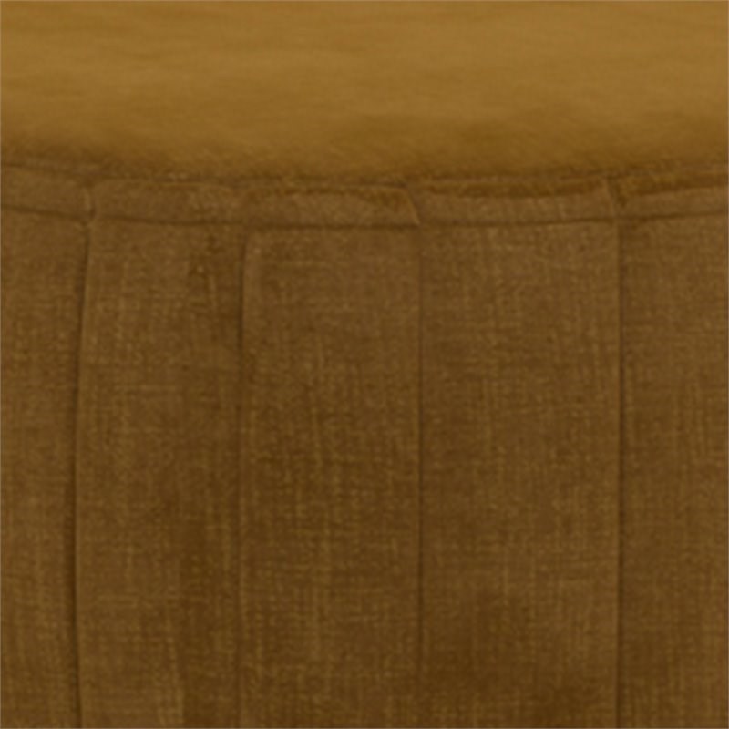 Caprese Velvet Upholstered/Metal Bench in Vintage Mustard Orange/Black