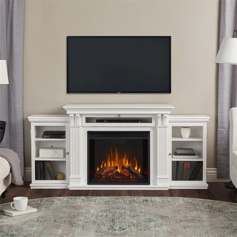 real flame calie tv stand with electric fireplace in white ...