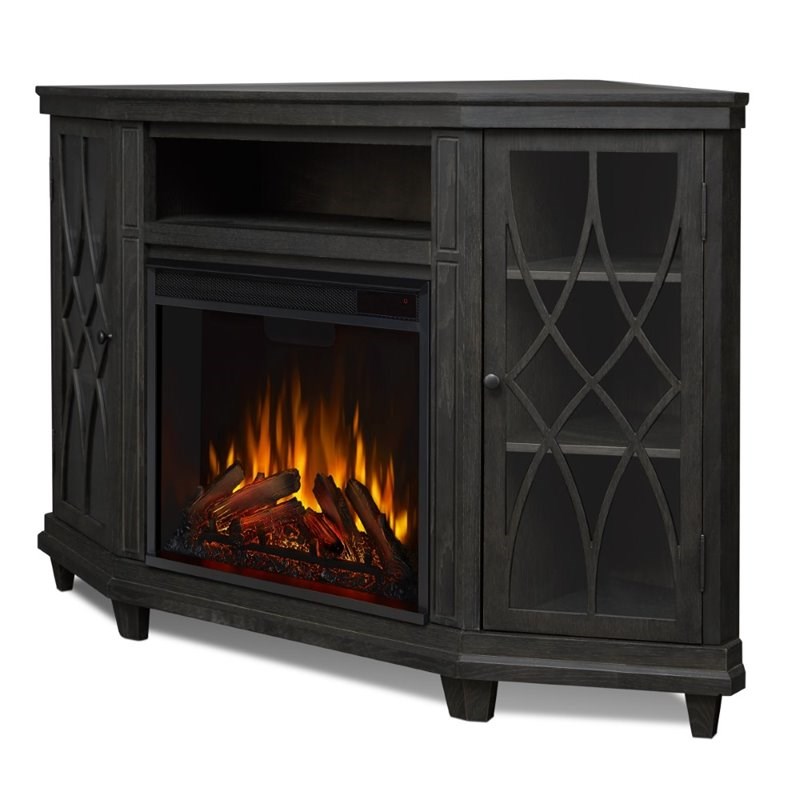 Real Flame Lynette Corner Fireplace TV Stand in Gray