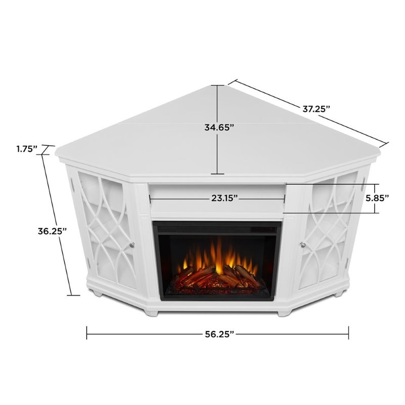 Real Flame Corner Fireplace TV Stand in White Homesquare
