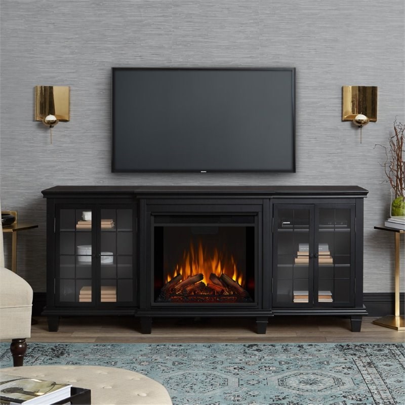 Real Flame Marlowe Fireplace TV Stand in Black