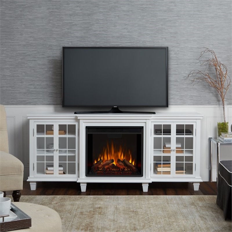 Real Flame Marlowe Fireplace TV Stand in White