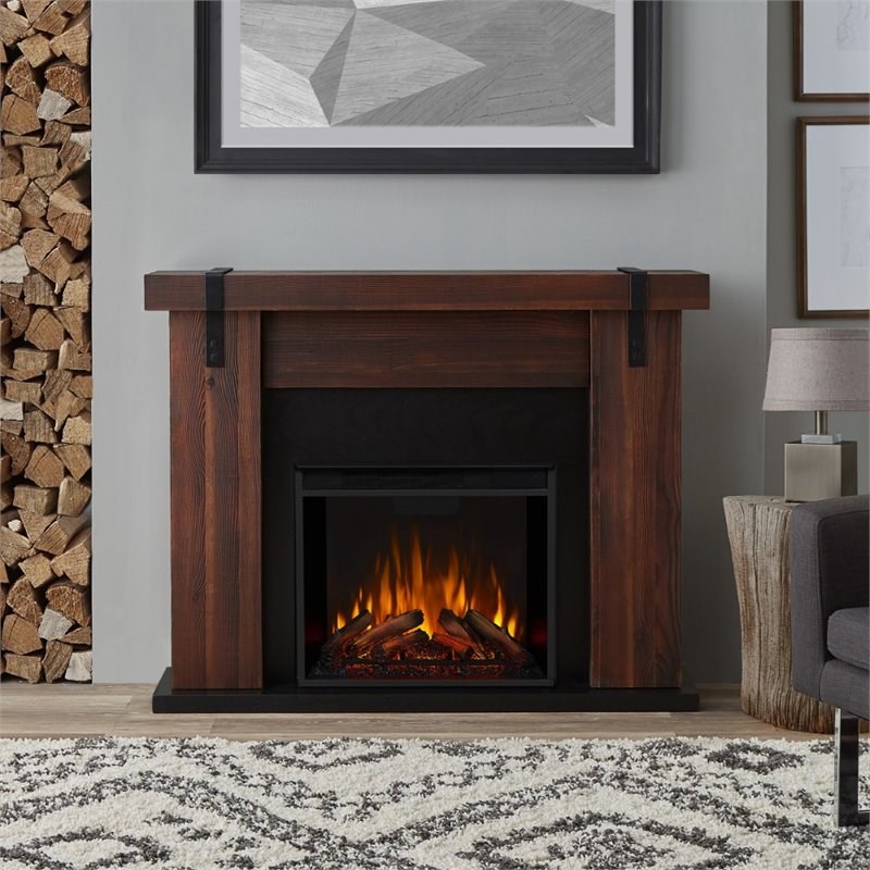 Real Flame Aspen Electric Fireplace in Chestnut Barnwood