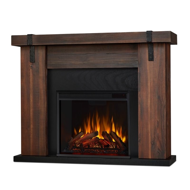 Real Flame Aspen Electric Fireplace in Chestnut Barnwood