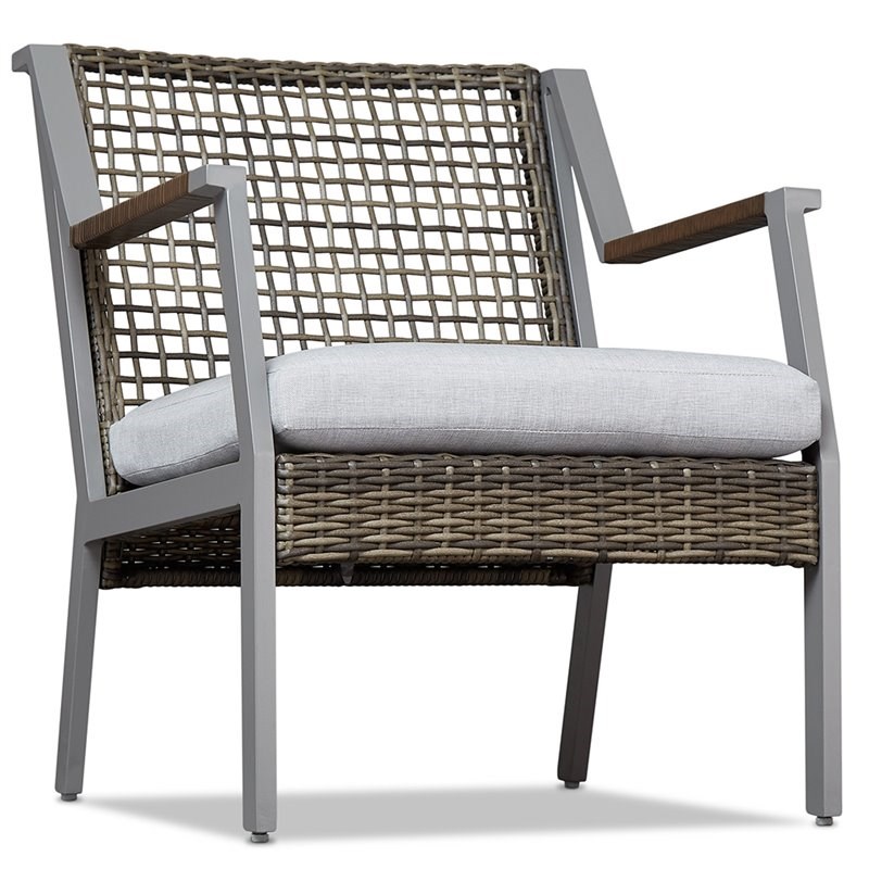 Real Flame Calvin Aluminum Patio Dining Arm Chair in Gray (Set of 2)