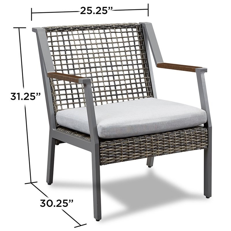 Real Flame Calvin Aluminum Patio Dining Arm Chair in Gray (Set of 2)