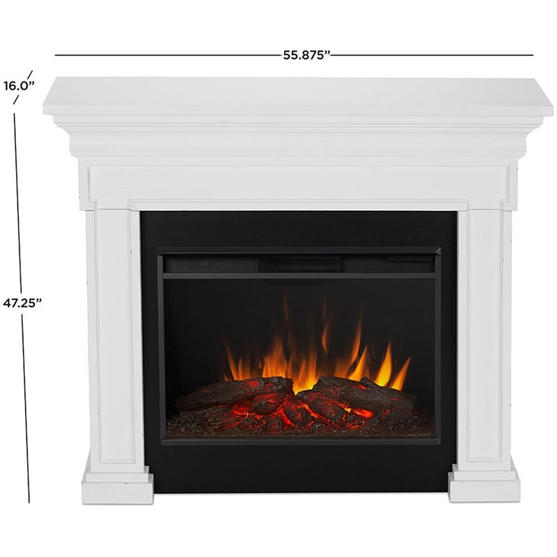 Real Flame Emerson Grand Electric Wood Fireplace in Rustic White
