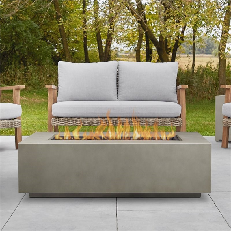 Real Flame Aegean Large Propane Fire Table with Conversion Kit in Mist Gray